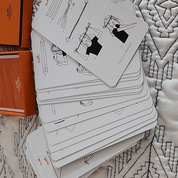 2 Hermès Orange Knotting Cards - Picture 4 of 6